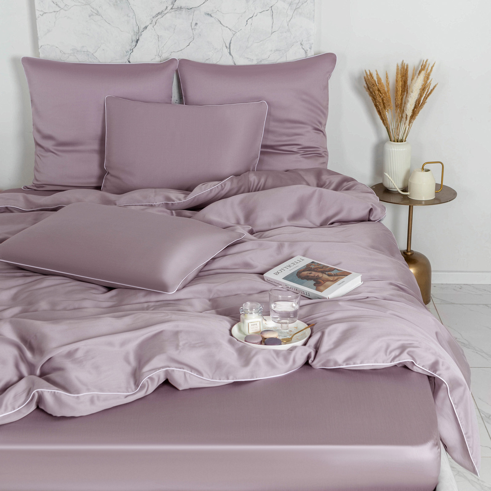 

Постельное белье Soft Box Пыльная роза Евро, тенсель, простыня на резинке 180х200, RST-KPB