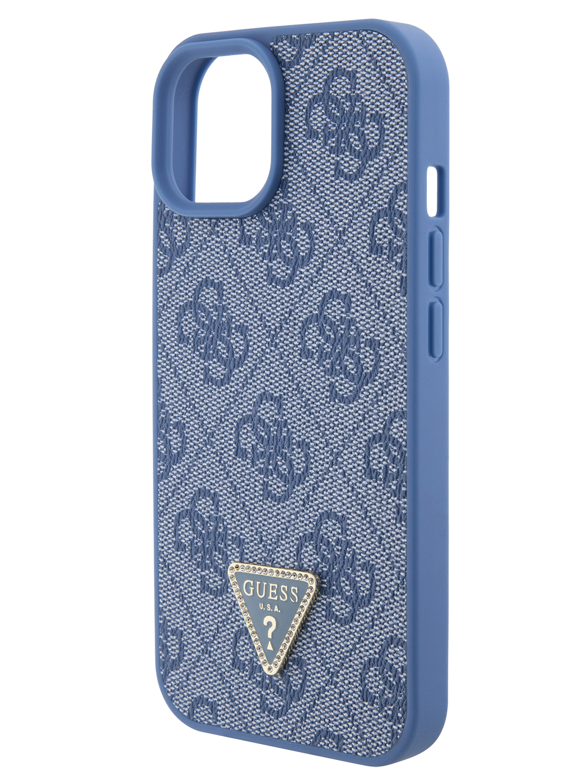 Чехол Guess для iPhone 15 Plus из экокожи 4G Triangle Diamond, синий