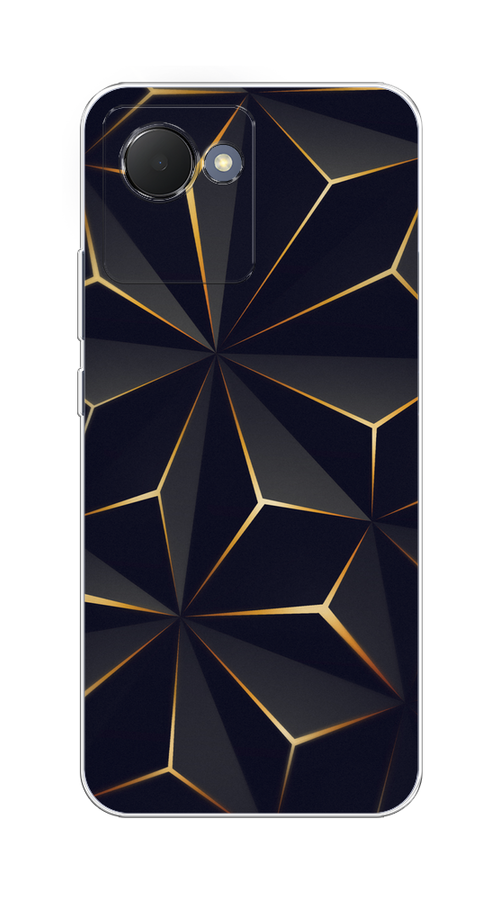 

Чехол на Realme Narzo 50i Prime "Черные полигоны", Золотистый;черный, 2510650-3