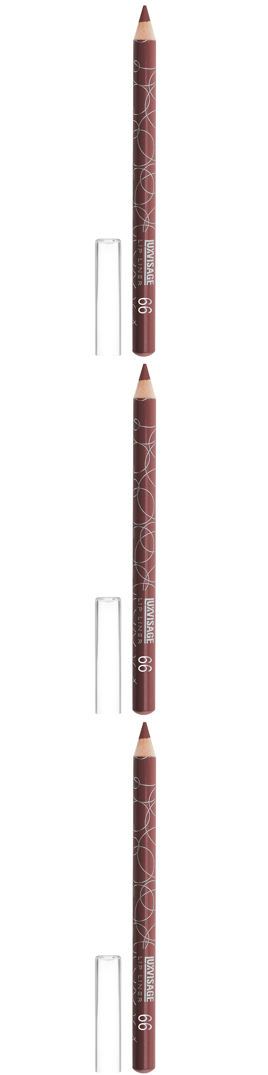 Карандаш для губ Luxvisage, тон 66, лилово-коричневый, 3 шт карандаш для губ тон 66 лилово коричневый