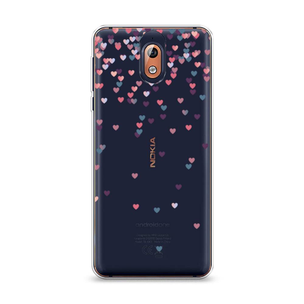

Чехол на Nokia 3.1 "Посыпка сердечки", Розовый;фиолетовый, 121650-3