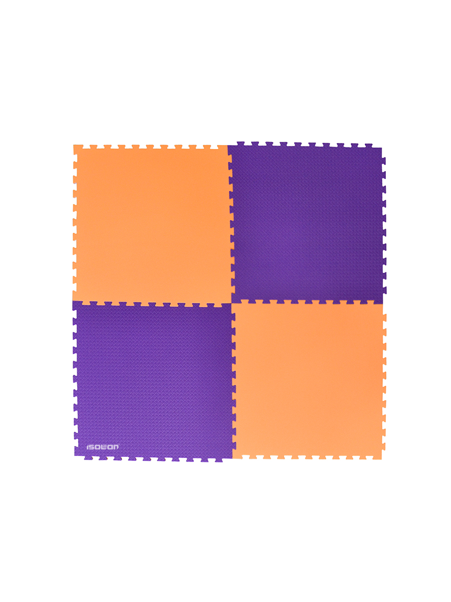 Мат коврик-пазл мягкий пол Isolon, 50х50 см, в комплекте 4 шт, оранжевый/фиолетовый