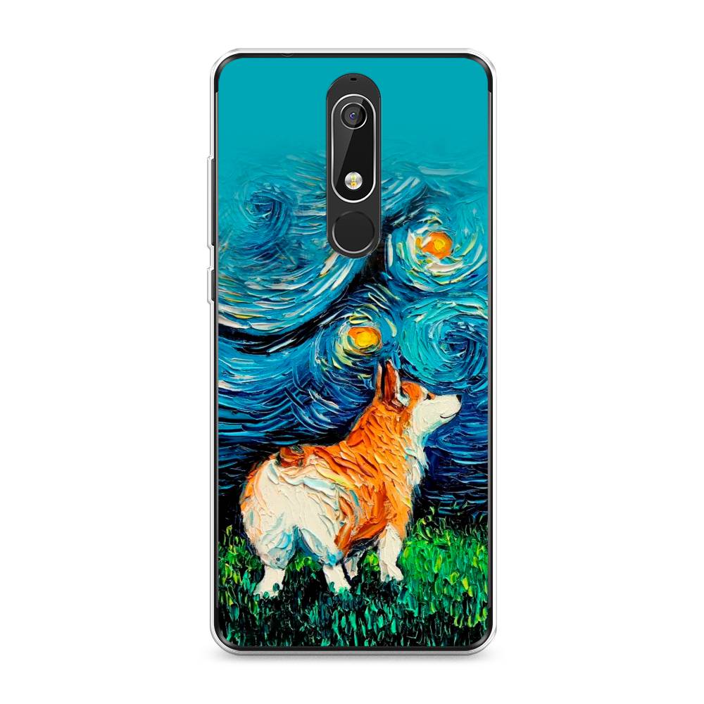 

Чехол на Nokia 5.1 "Корги звёздная ночь", Коричневый;белый;зеленый, 121750-1