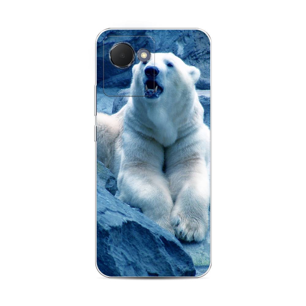 

Чехол на Realme Narzo 50i Prime "Белый медведь", Голубой;белый, 2510650-1