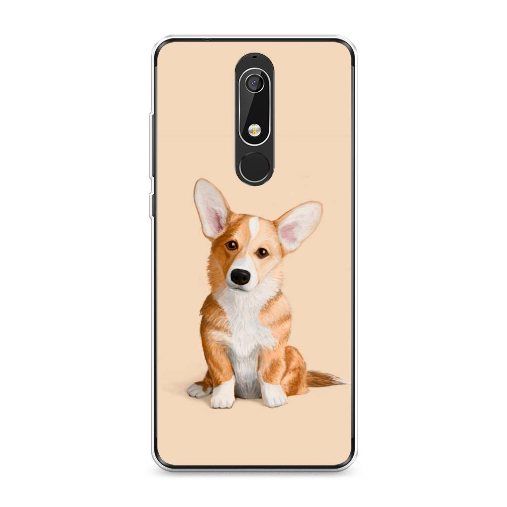 

Чехол на Nokia 5.1 "Грустный Корги", Коричневый;бежевый, 121750-1