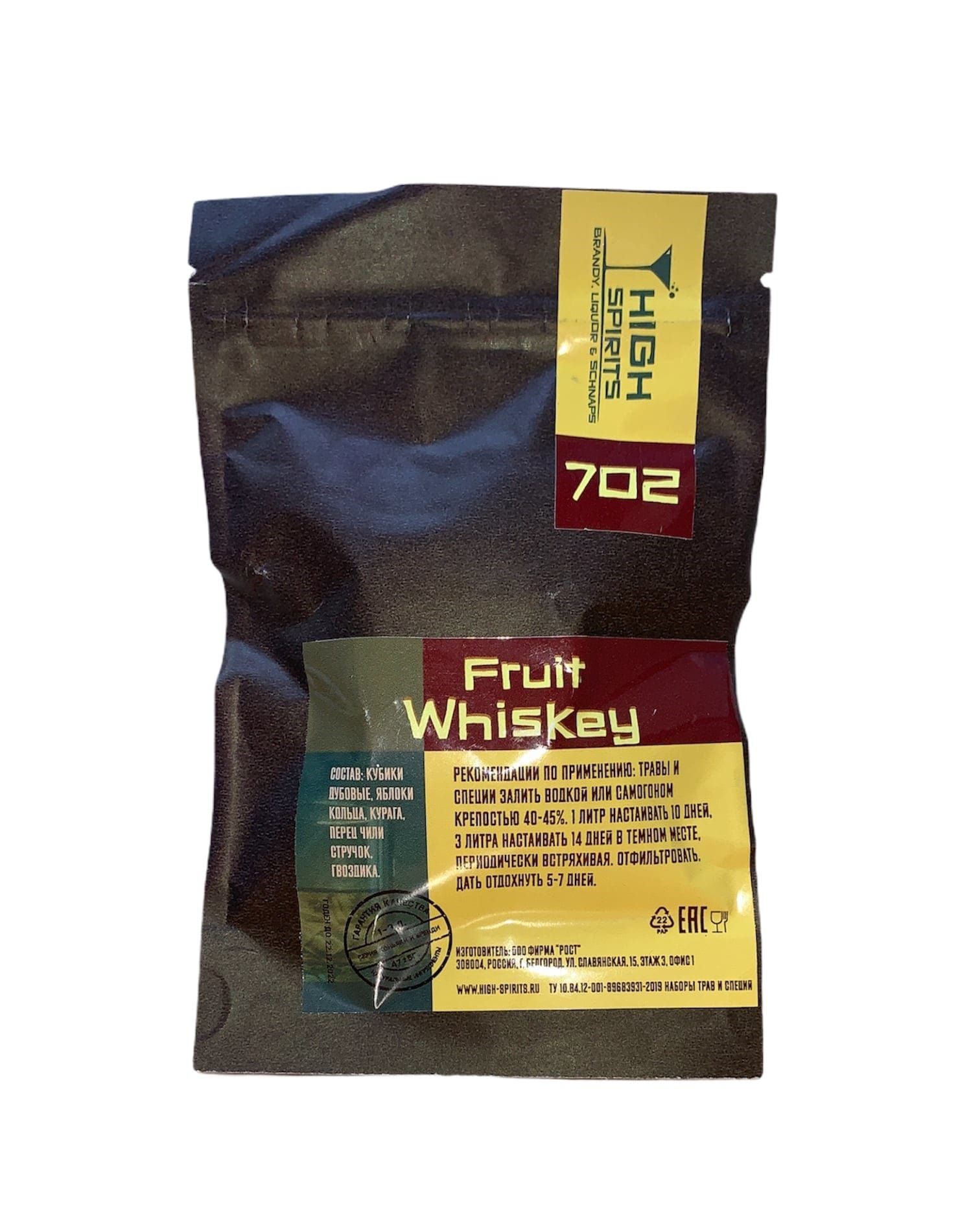

Набор для приготовления настойки High spirits 702 fruit whiskey 47 г