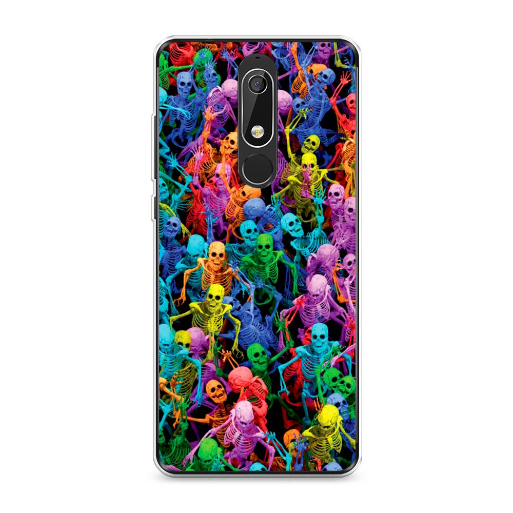 

Чехол на Nokia 5.1 "Вечеринка скелетов", Фиолетовый;желтый;оранжевый, 121750-6