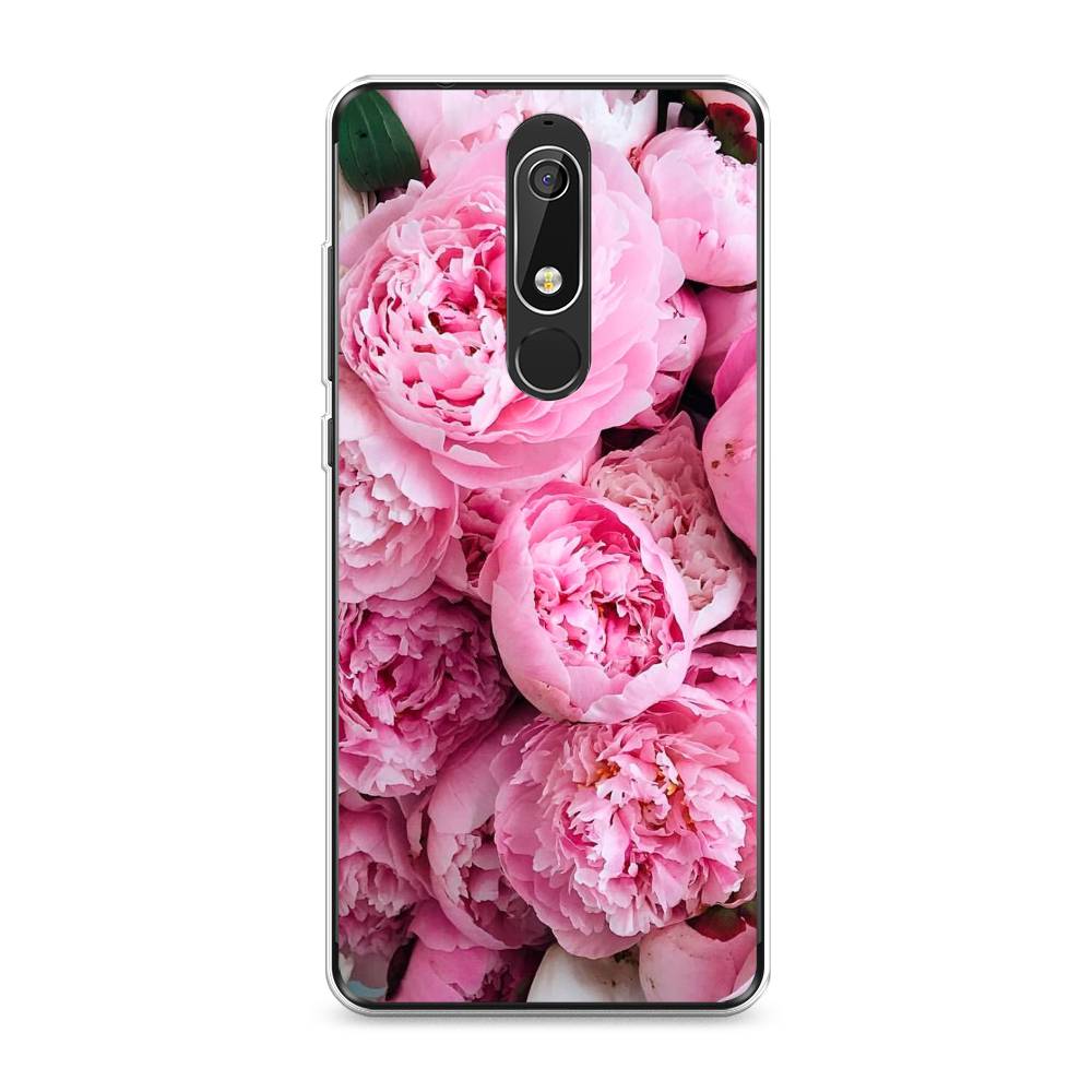 

Чехол на Nokia 5.1 "Розовые пионы", Бежевый;розовый, 121750-2