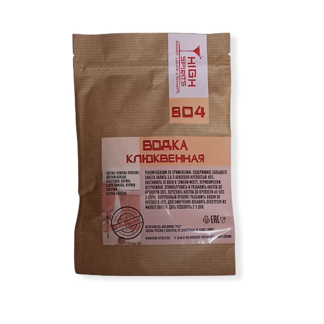 

Набор для приготовления настойки High spirits 804 водка клюквенная 25 г