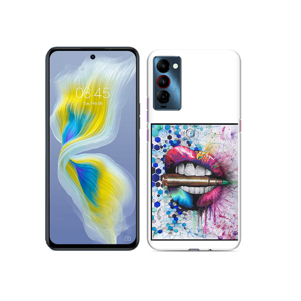 

Чехол MyPads Tocco для Tecno Camon 18 разноцветные губы с пулей, Прозрачный, Tocco