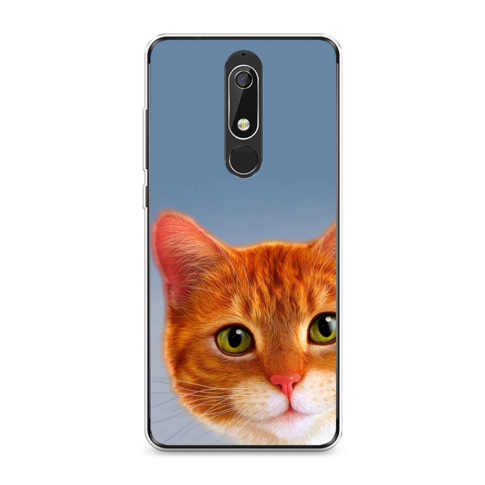 

Чехол на Nokia 5.1 "Любопытный котик", Коричневый, 121750-1