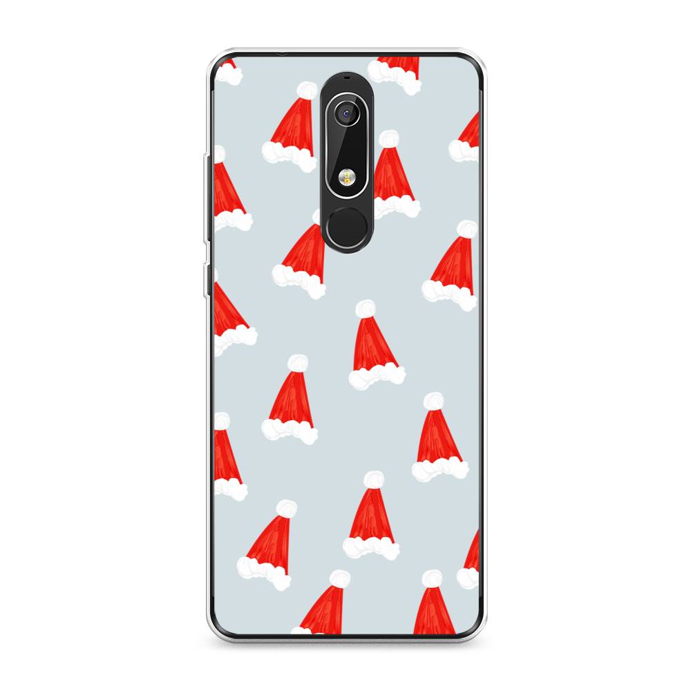 

Чехол на Nokia 5.1 "Новогодние шапочки", Белый;красный;серый, 121750-5