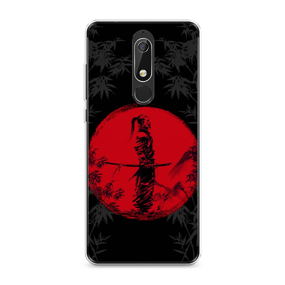 

Чехол на Nokia 5.1 "Самурай на красном фоне", Черный;красный;серый, 121750-4