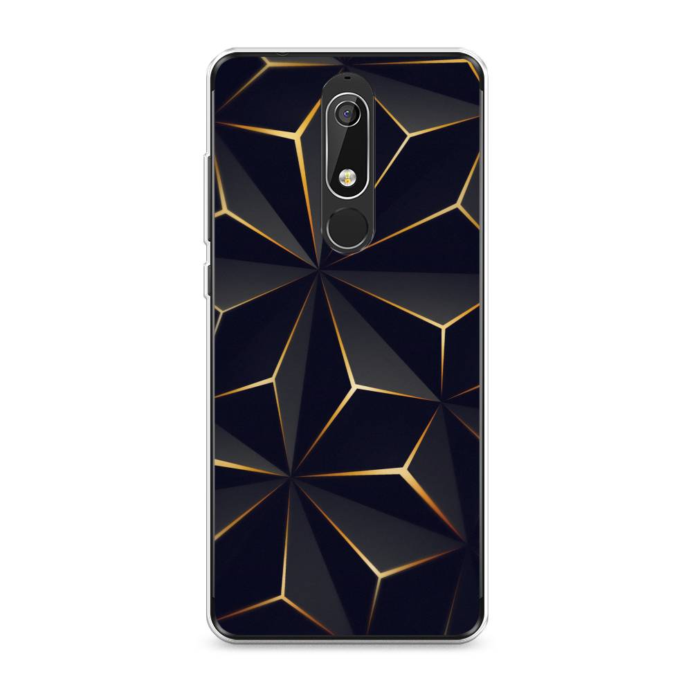 

Чехол на Nokia 5.1 "Черные полигоны", Золотистый;черный, 121750-3