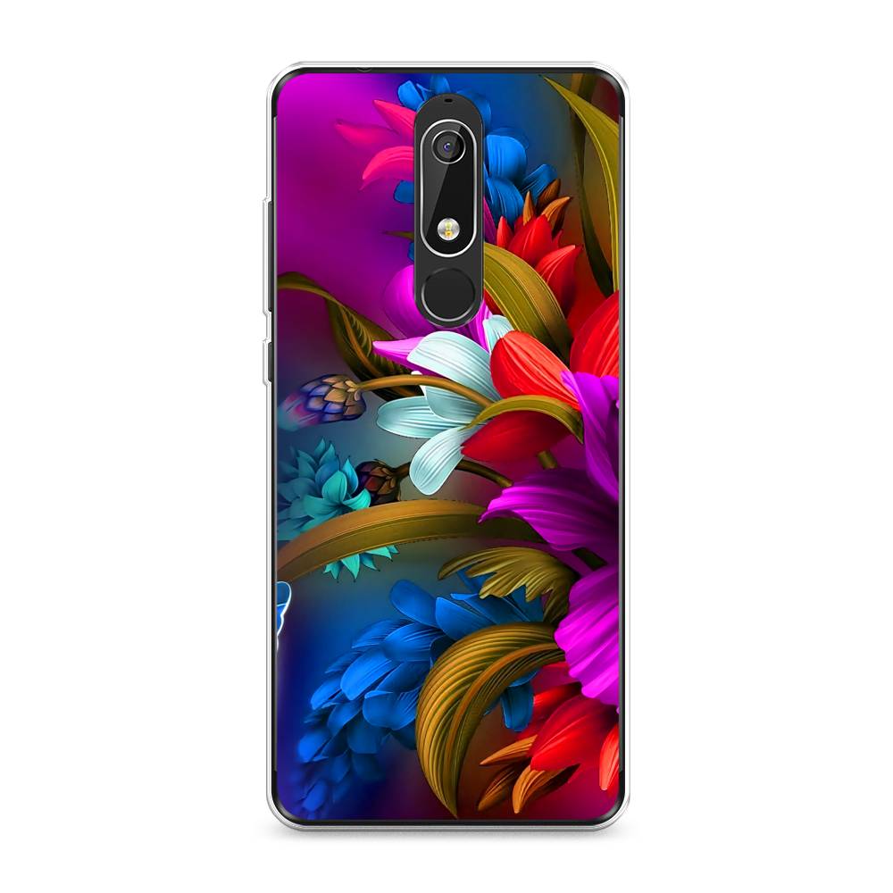 

Чехол на Nokia 5.1 "Фантастические цветы", Фиолетовый;красный;синий, 121750-2