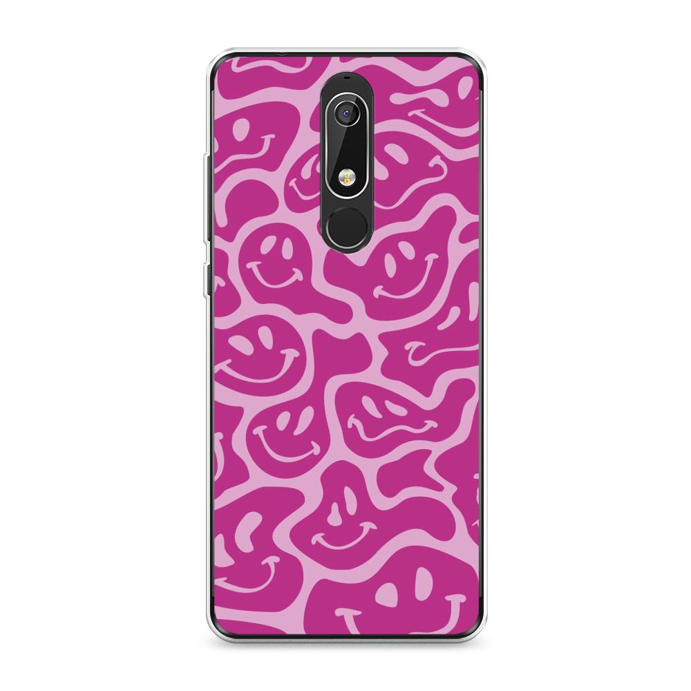 

Чехол на Nokia 5.1 "Расплывчатые смайлики розовые", Фиолетовый, 121750-6