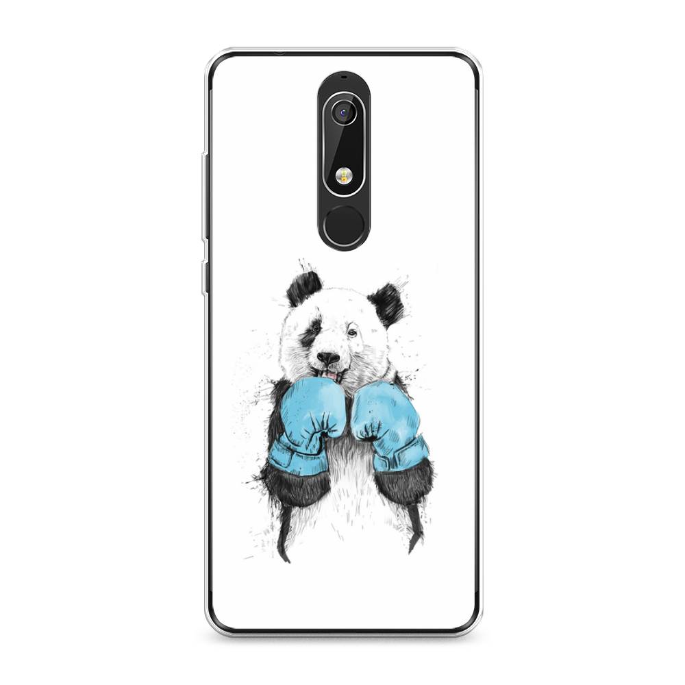 

Чехол на Nokia 5.1 "Панда боксер", Голубой;белый;серый, 121750-1