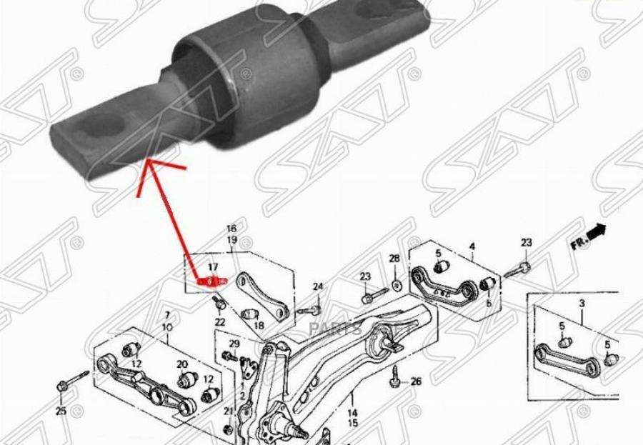 

SAT ST-52393-SR3-004 Сайлентблок RR верхнего поперечного рычага ушастый CR-V RD1 97-01/CIV