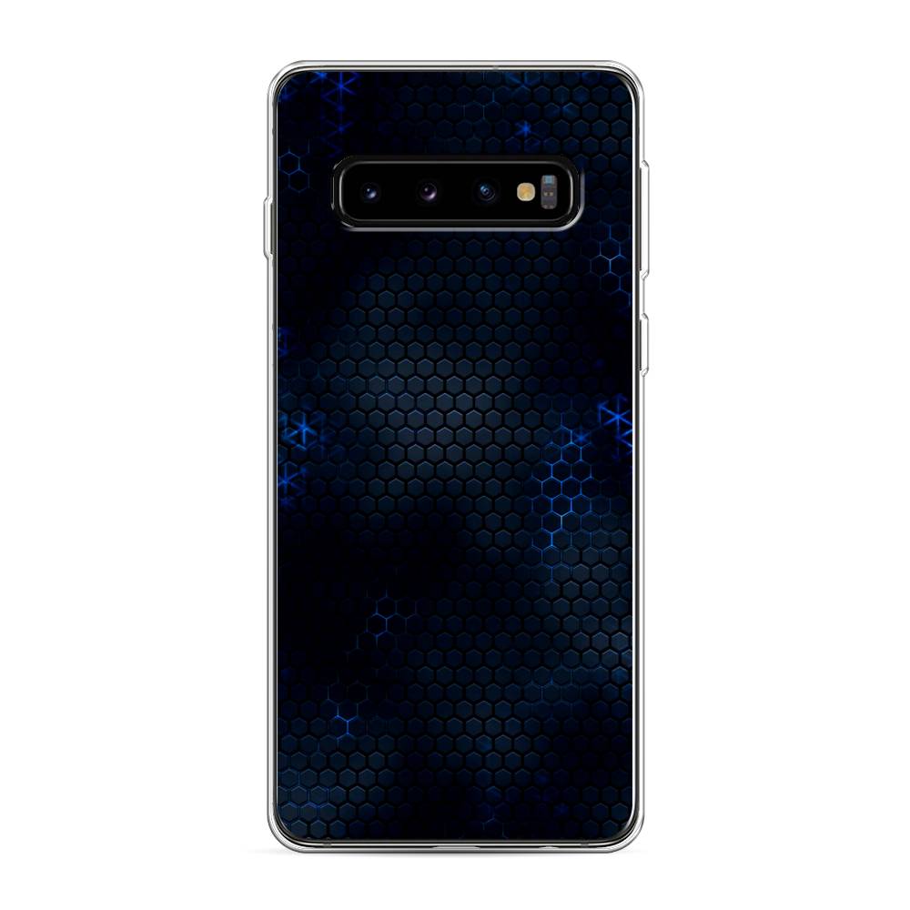 фото Силиконовый чехол "фон соты синие" на samsung galaxy s10 awog