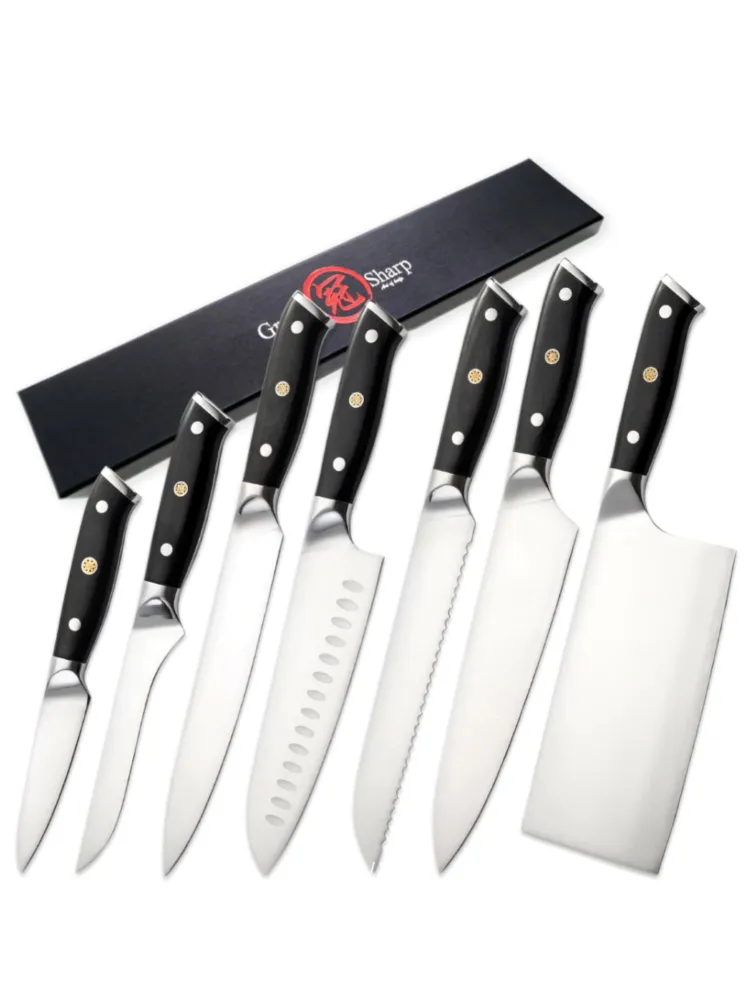 

Кухонный кованый нож, Grandsharp-20см-черный