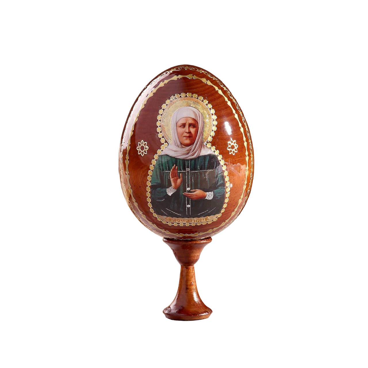 Сувенир Яйцо на подставке икона Матрона Московская