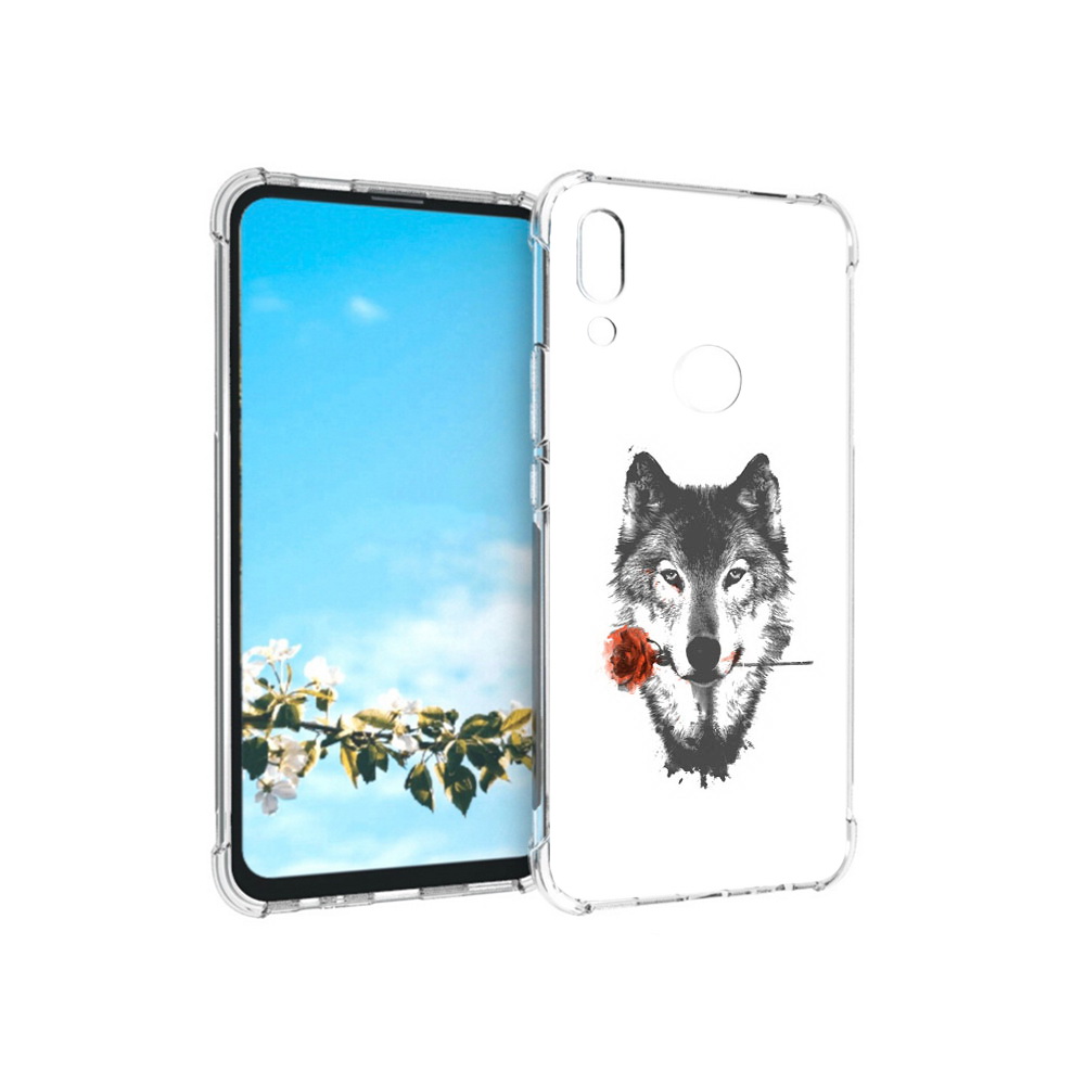 

Чехол MyPads Tocco для Huawei P Smart Z волк с розой, Прозрачный, Tocco