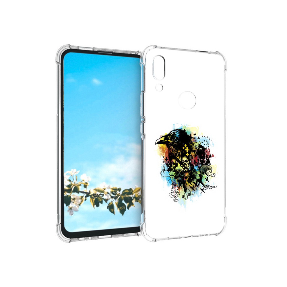 

Чехол MyPads Tocco для Huawei P Smart Z ворон и черепа, Прозрачный, Tocco