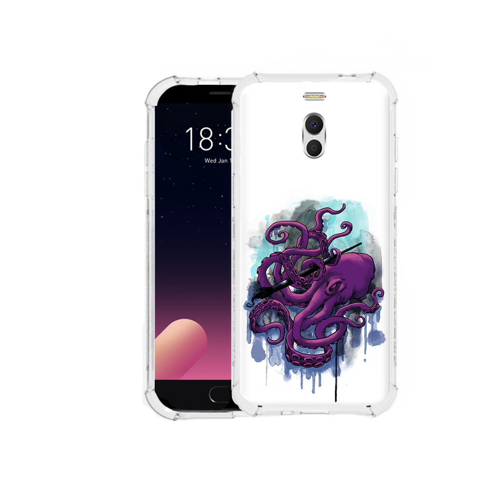 

Чехол MyPads Tocco для Meizu M6 Note фиолетовый осьминог, Прозрачный, Tocco