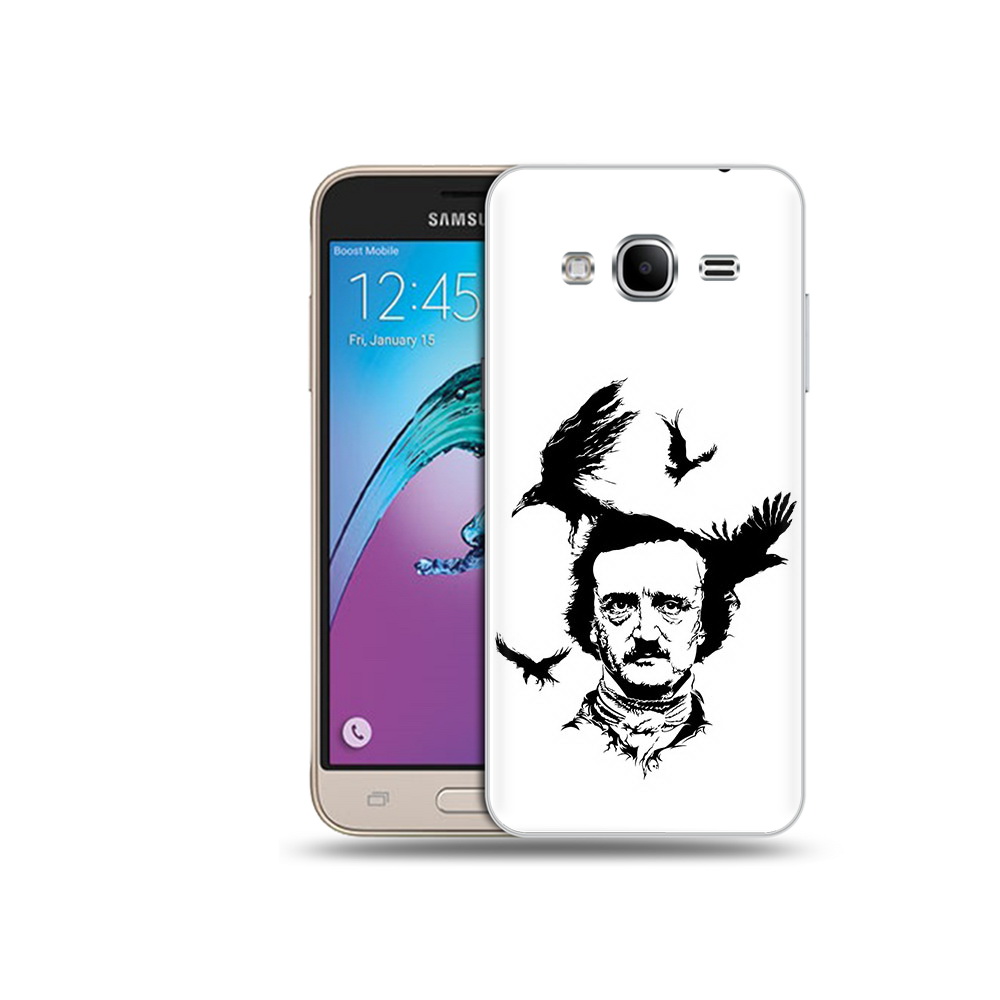 

Чехол MyPads Tocco для Samsung Galaxy J3 (2016) Эдгар Аллан черно белый (PT29089.580.204), Прозрачный, Tocco
