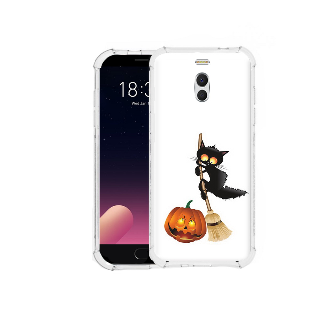 

Чехол MyPads Tocco для Meizu M6 Note хэлуинский котик, Прозрачный, Tocco