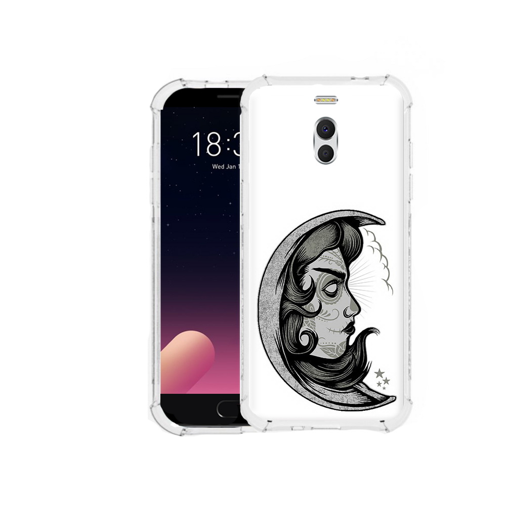 

Чехол MyPads Tocco для Meizu M6 Note черно белая луна с лицом, Прозрачный, Tocco