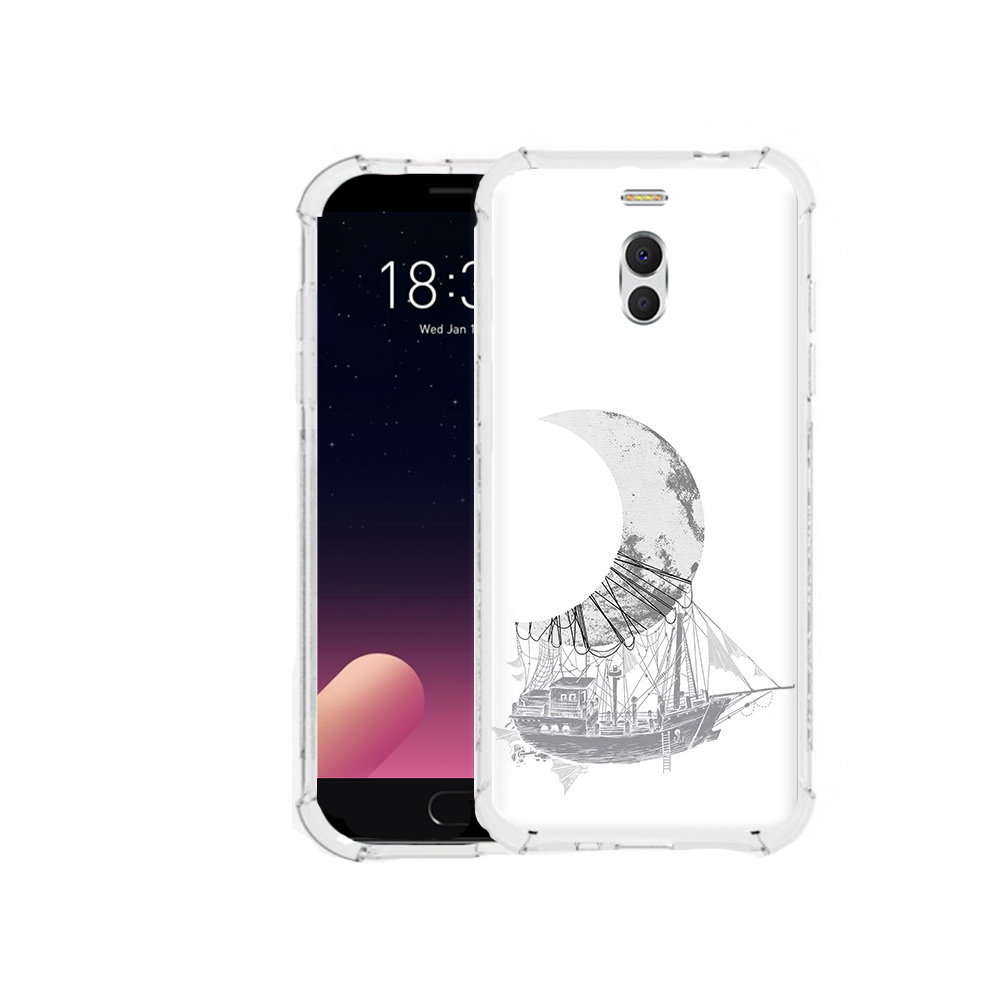 

Чехол MyPads Tocco для Meizu M6 Note черно белый корабль полумесяц, Прозрачный, Tocco