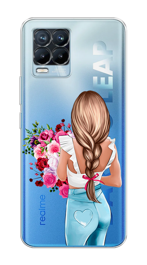 

Чехол на Realme 8/8 Pro "Девушка с цветами", Коричневый;розовый;голубой, 255450-6