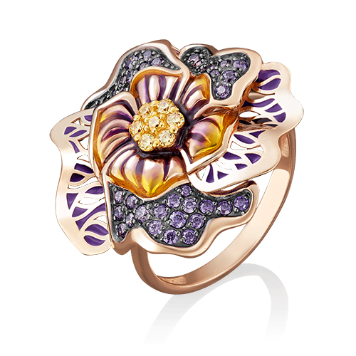 

Кольцо из золота р.  PLATINA jewelry 01-4872-00-404-1110-65, фианит\эмаль, 01-4872-00-404-1110-65