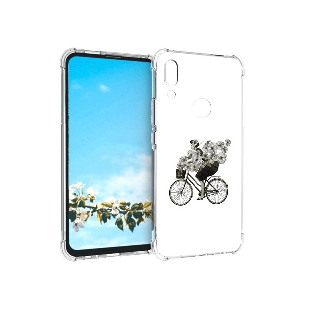 Чехол MyPads Tocco для Huawei P Smart Z девушка на велосипеде с цветами