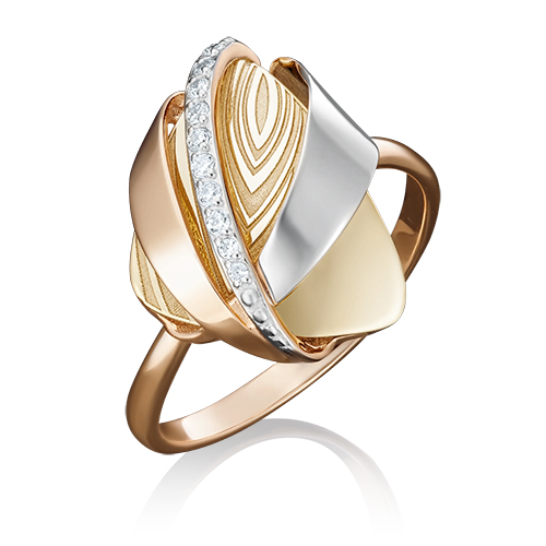

Кольцо из комбинированного золота с фианитом р. 19 PLATINA jewelry 01-5059-00-401-1140-66, 01-5059-00-401-1140-66