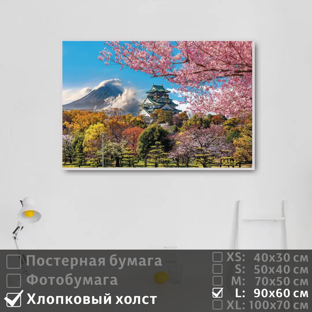 

Постер на холсте ПолиЦентр Розовая японская сакура 90х60 см, РозоваяЯпонскаяСакура