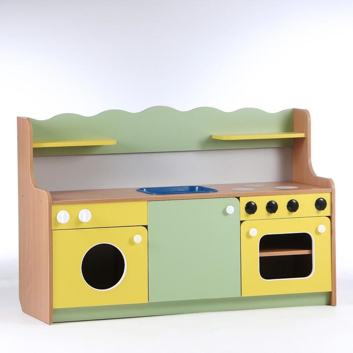 

Кухня малая 1280х420х850, ЛДСП, корпус - бук, фасады - цветные, Разноцветный, Мебель для детских садов