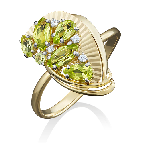 

Кольцо из золота с фианитом/хризолитом р. 16 PLATINA jewelry 01-5032-00-211-1130-46, 01-5032-00-211-1130-46