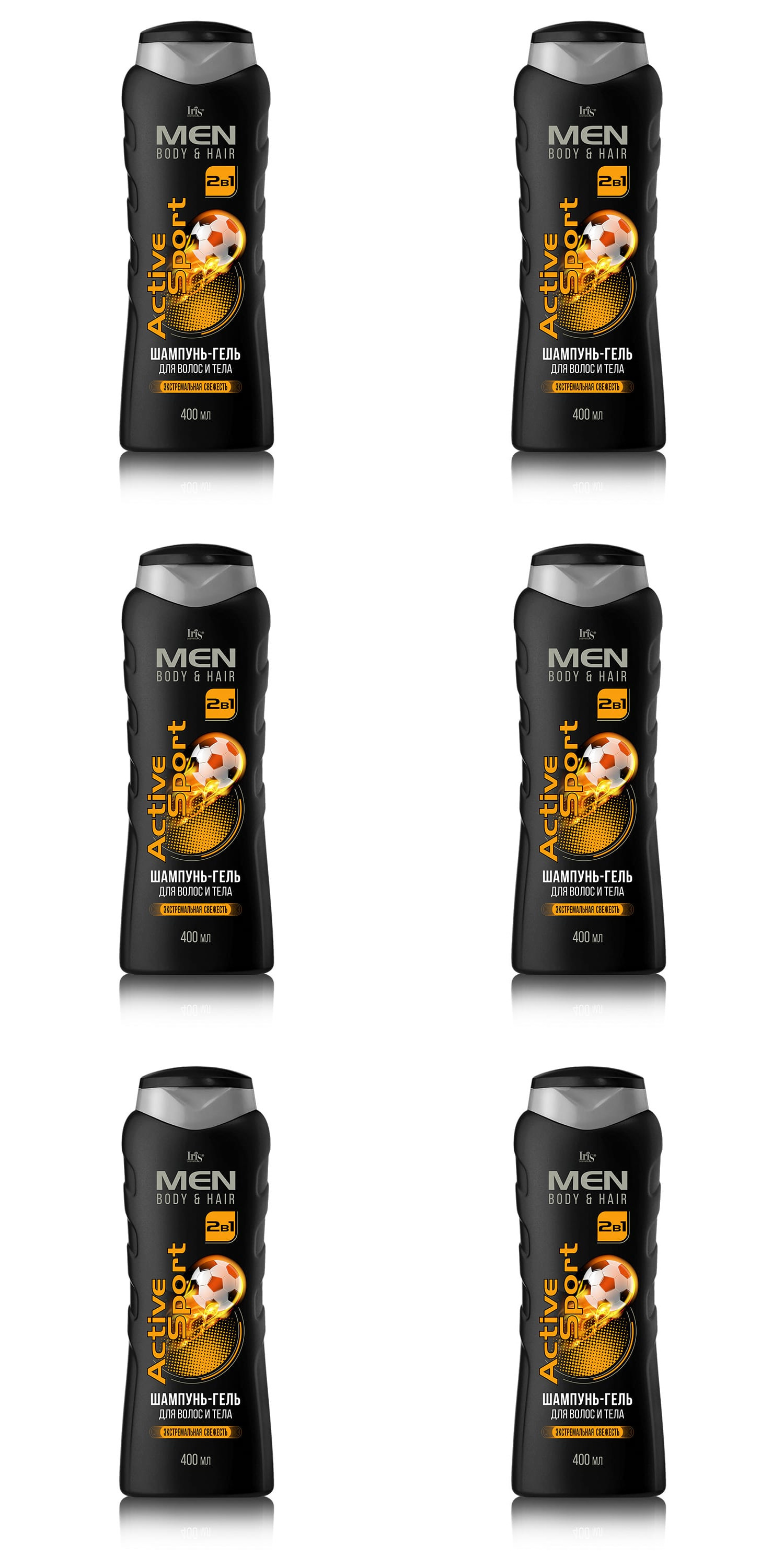 

Шампунь-гель Iris для волос и тела MEN ACTIVE SPORT, 400 мл, 6 шт