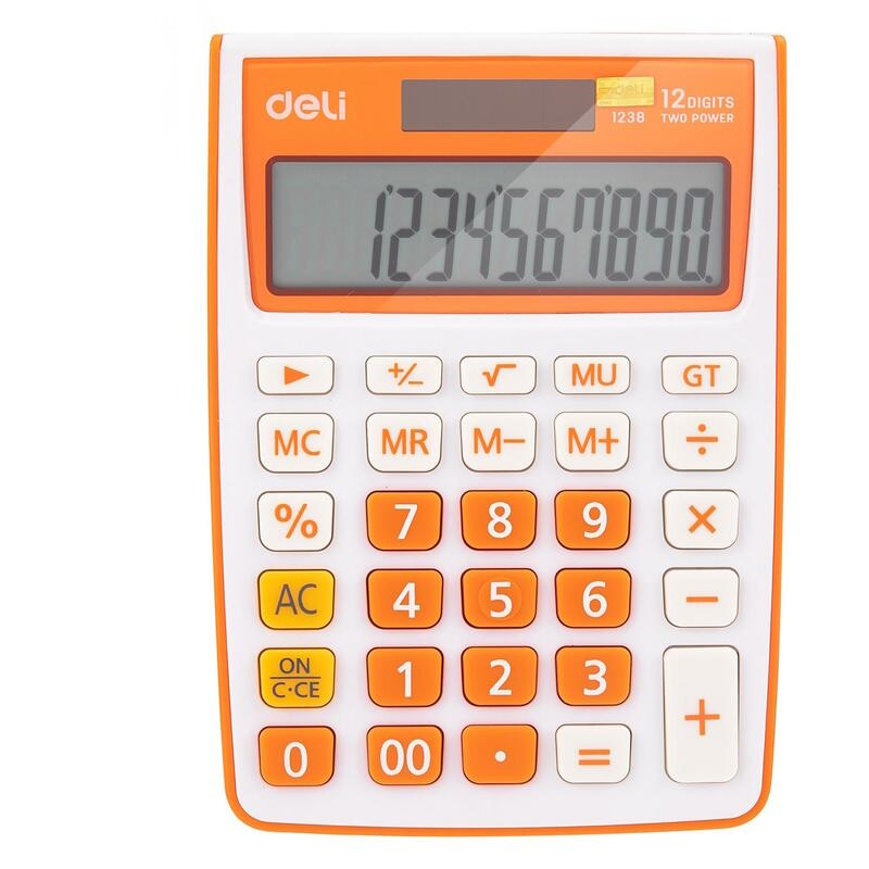Калькулятор настольный Deli E1238/OR, 12 разрядов, оранжевый