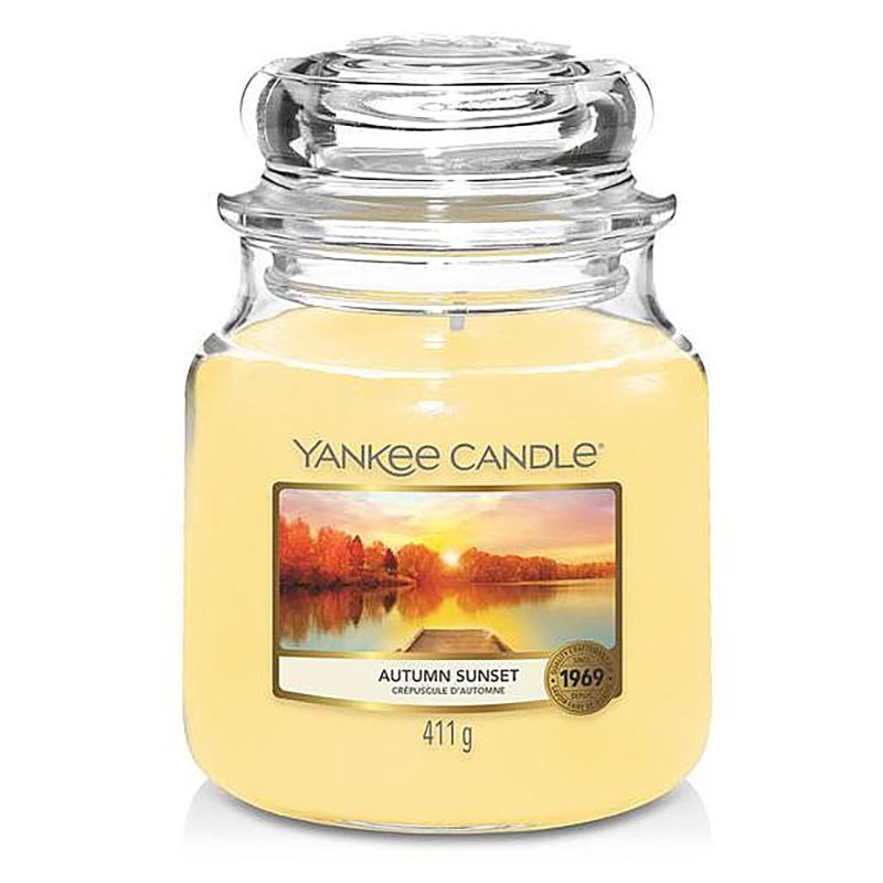 фото Свеча средняя в стеклянной банке yankee candle осенний закат