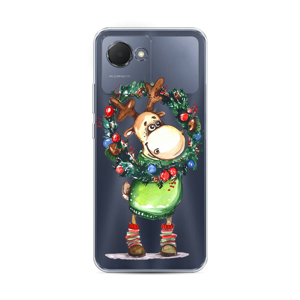 

Чехол на Realme Narzo 50i Prime "Олень с новогодним венком", 2510650-4