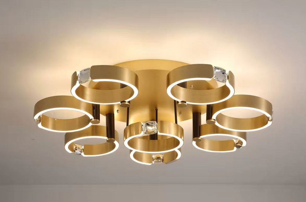 фото Светодиодная люстра mx 10555-8 brass (led 3200k+6500k,192w) nobrand