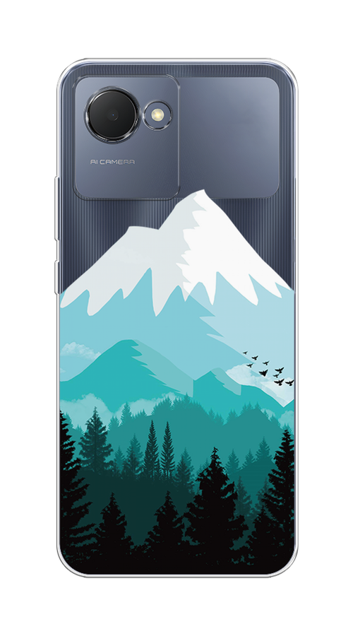 

Чехол на Realme Narzo 50i Prime "Синяя снежная гора", Белый;голубой, 2510650-2