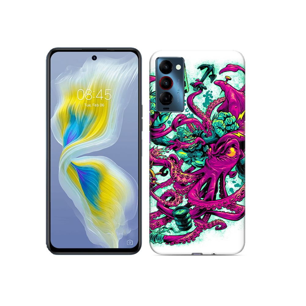 

Чехол MyPads Tocco для Tecno Camon 18 фиолетовый кракен, Прозрачный, Tocco
