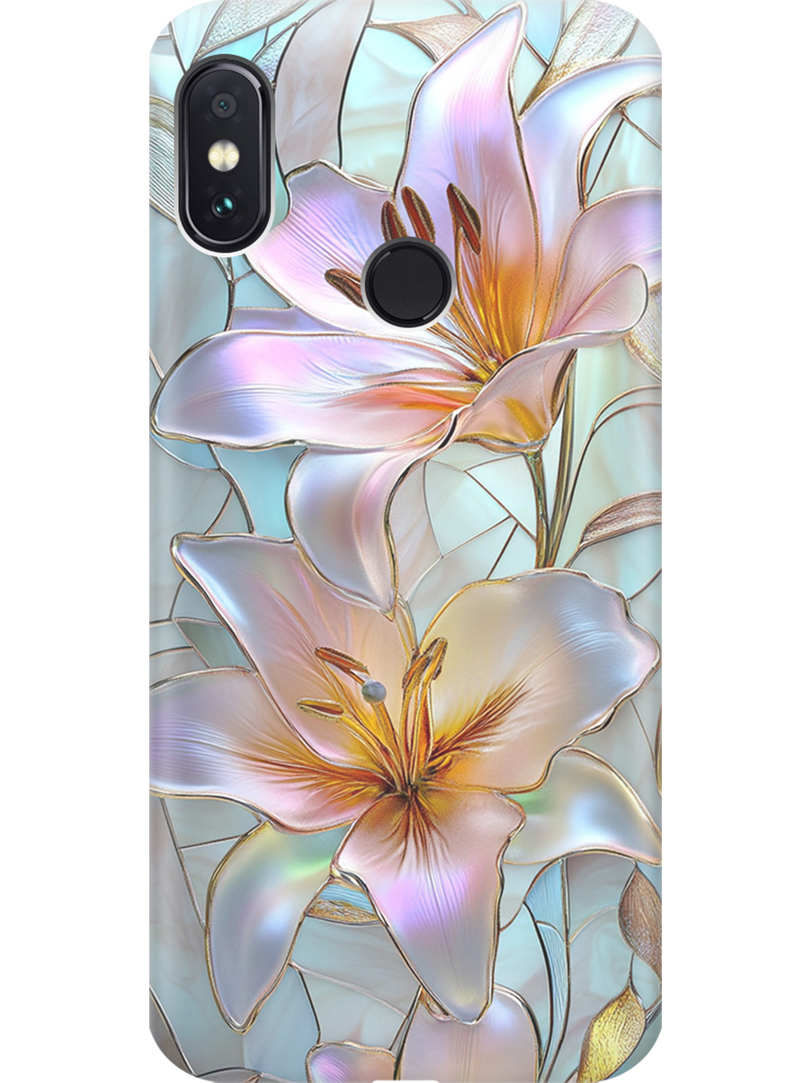 

Силиконовый чехол на Xiaomi Redmi Note 5/Note 5 Pro с принтом "Витраж с лилиями", Прозрачный;белый;голубой;розовый, 717568723