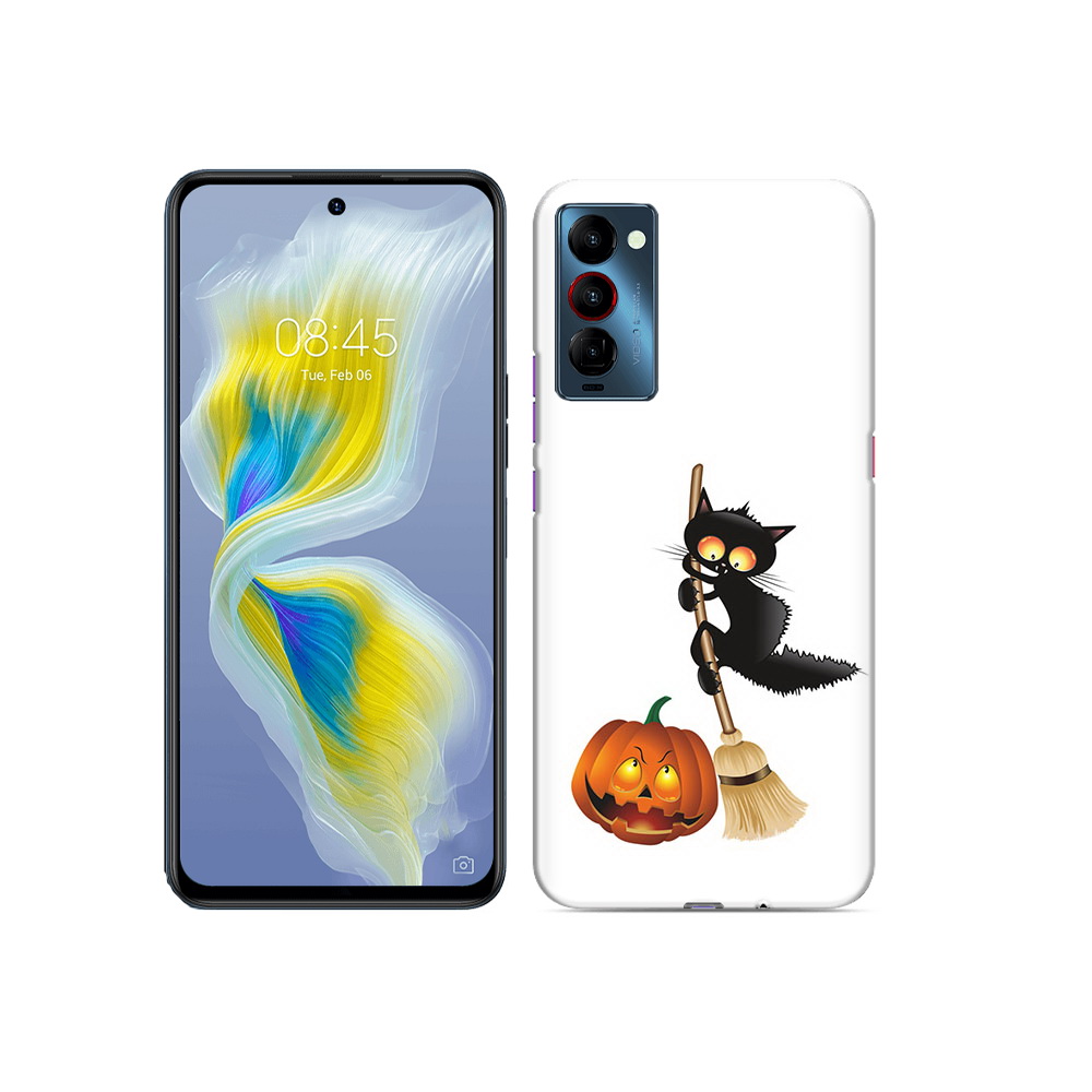 

Чехол MyPads Tocco для Tecno Camon 18 хэлуинский котик, Прозрачный, Tocco