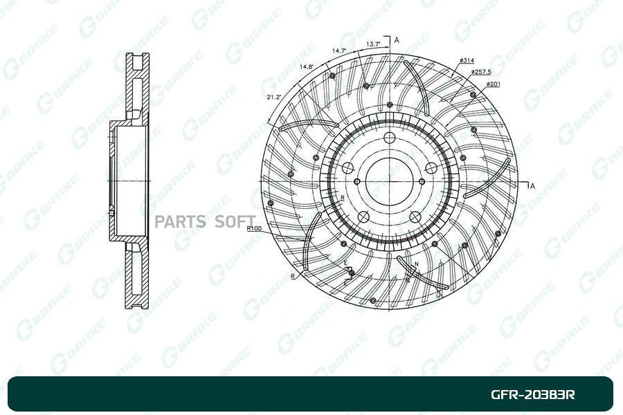 

ДИСК ТОРМОЗНОЙ ПЕРФОРИРОВАННЫЙ ВЕНТИЛИРУЕМЫЙ G-BRAKE GFR-20383R ПРАВЫЙ