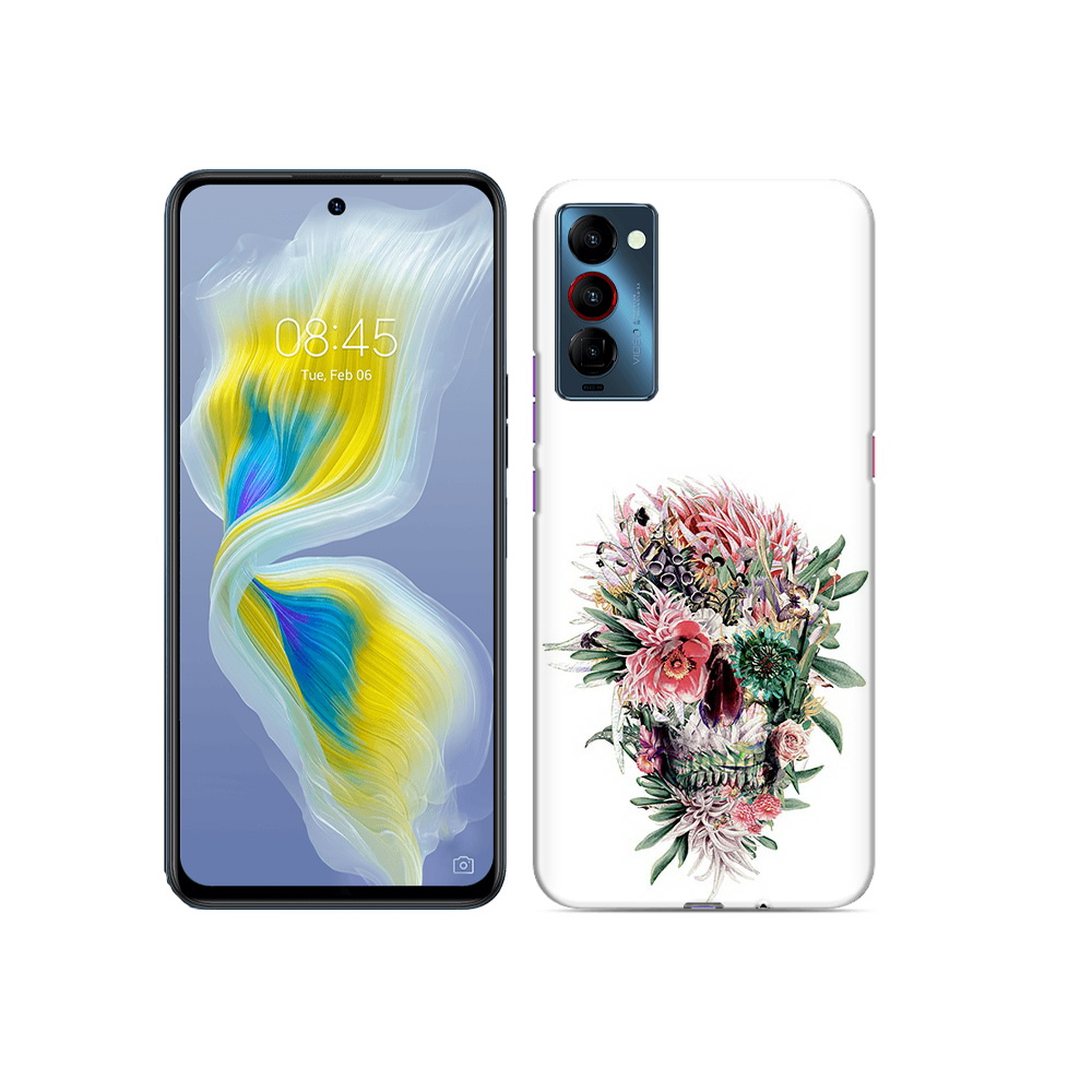 

Чехол MyPads Tocco для Tecno Camon 18 череп из цветов, Прозрачный, Tocco